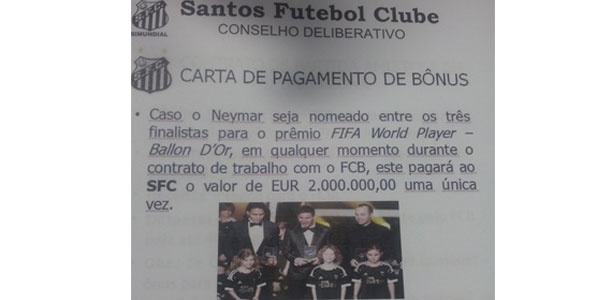 Documento apresentado em reuniao do santos que previa o pagamento de 2 milhoes de euros 1448892147824 615x300