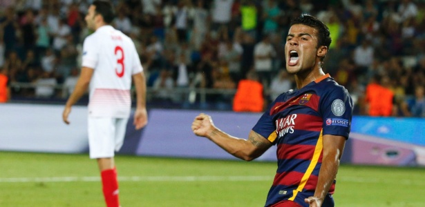 Rafinha comemora gol marcado pelo barcelona sobre o sevilla 1439324000199 615x300