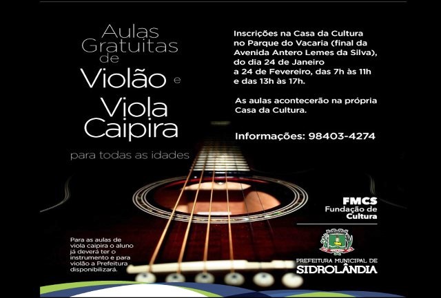 Prefeitura abre, em fevereiro, inscrições para cursos de violão